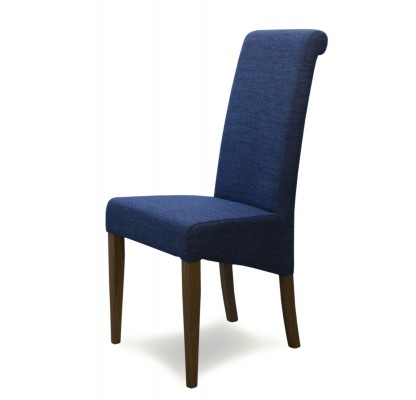 Italia Denim Fabric Oak Dining Chair